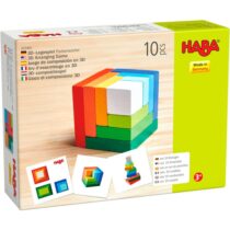 Cuburi din lemn de aranjat Curcubeu 3D, Haba