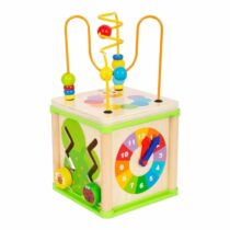 Cub dezvoltare motricitate cu 5 activitati educative, din lemn, Small Foot