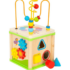 Cub dezvoltare motricitate cu 5 activitati educative, din lemn, Small Foot