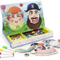 PicassoTiles, Jocul fețelor, 102 piese magnetice, Puzzle