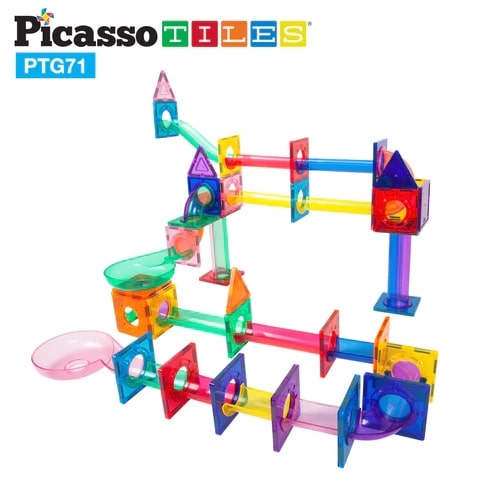 PicassoTiles, Traseu magnetic cu bile (Marble Run) 71 de piese model 2