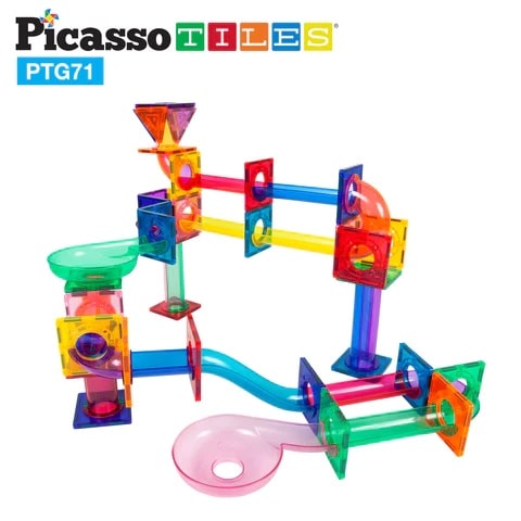 PicassoTiles, Traseu magnetic cu bile (Marble Run) 71 de piese model