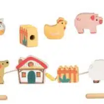 Jucarie Montessori, Set de inșirat figurine La fermă, Egmont Toys