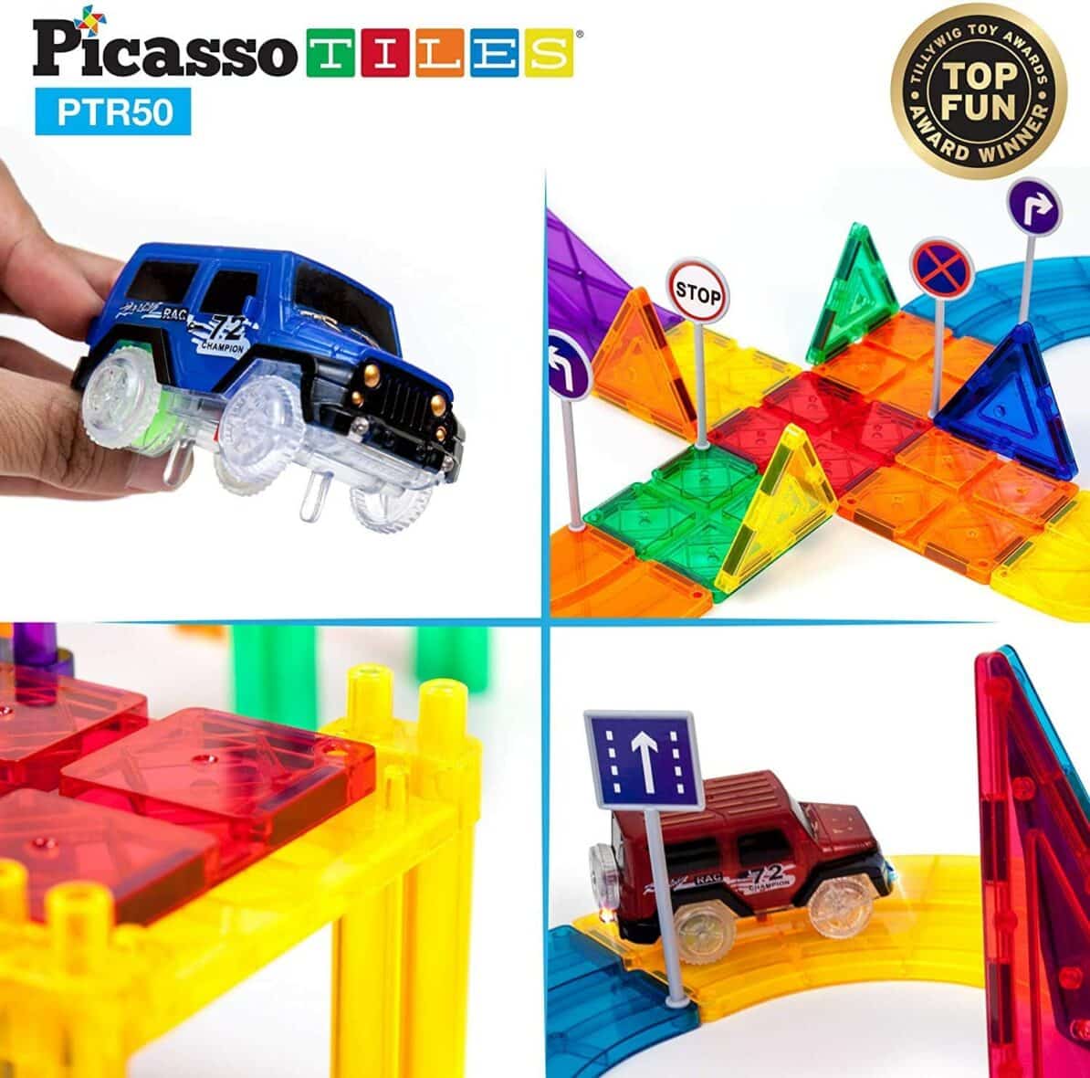 50 de piese magnetice cu 2 masinuțe