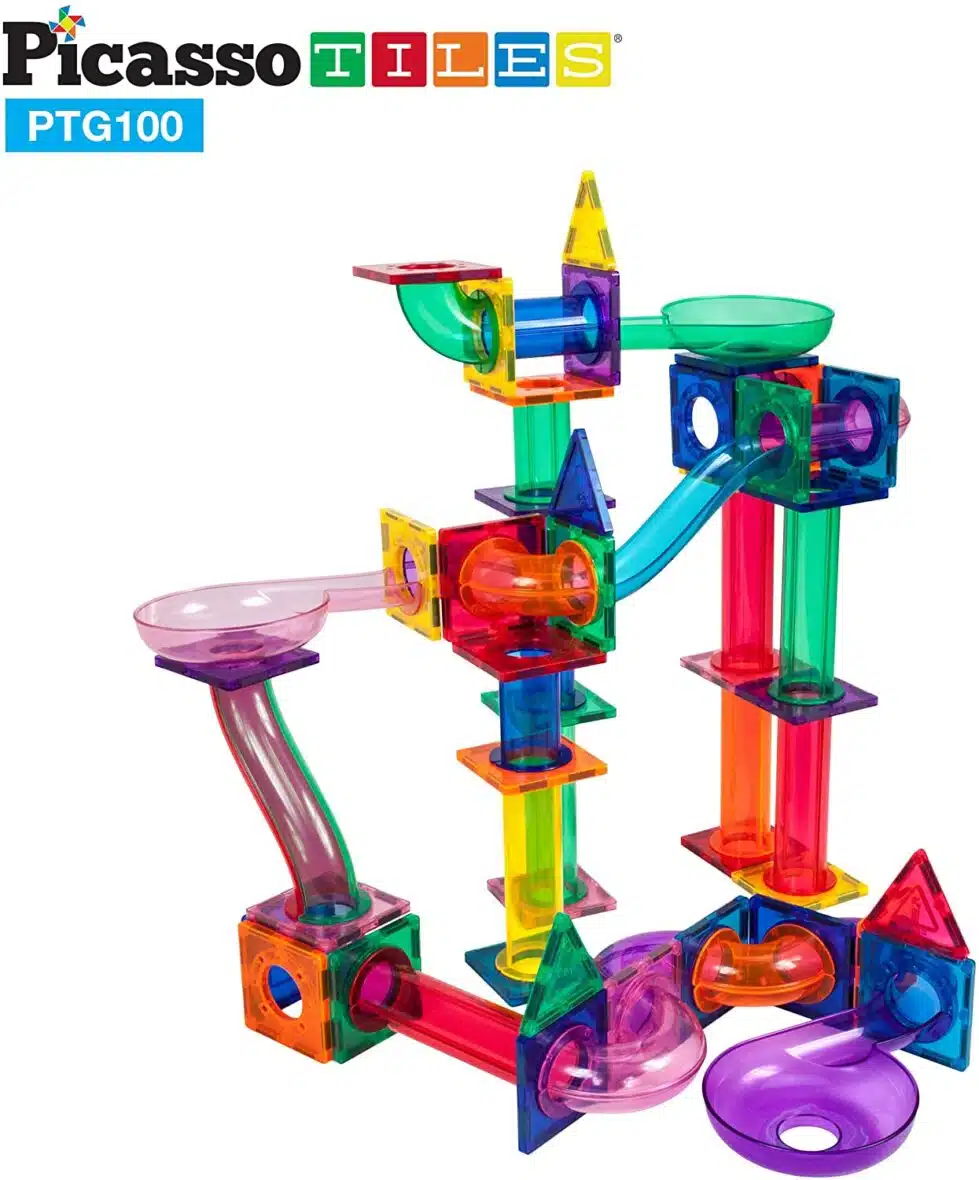 PicassoTiles, Traseu magnetic cu bile (Marble Run)100 de piese, PTG100 model