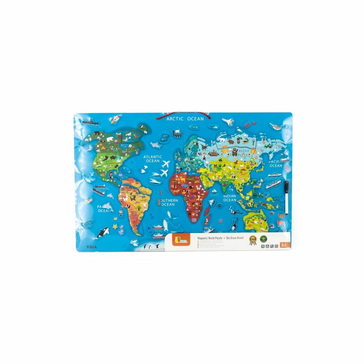 Puzzle magnetic, Harta lumii si tabla de scris, Viga ambalaj