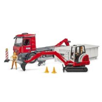 Camion Cu Container Mercedes Benz Arocs Si Mini Excavator Schaeff, Bruder