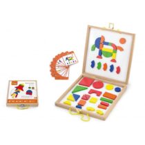 Joc educativ, Set magnetic, Forme geometrice din lemn cu cutie