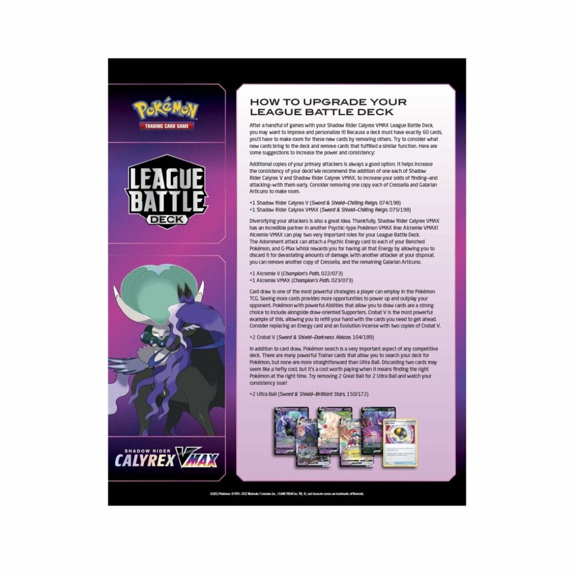 Pokémon TCG, Calyrex VMax League Battle Deck verso