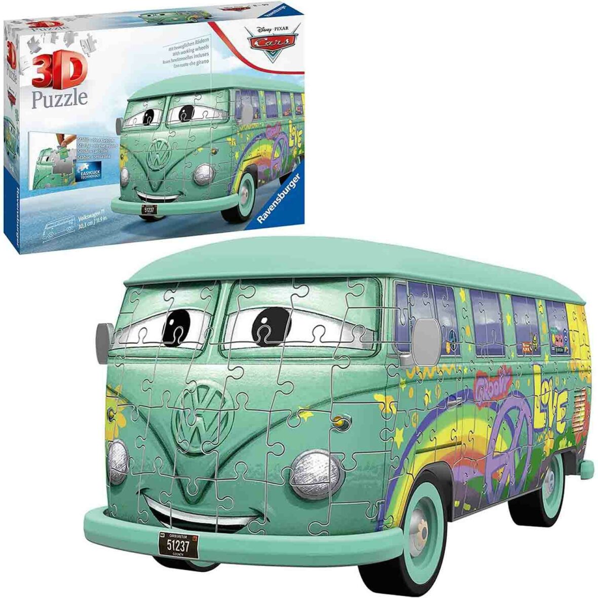 Puzzle 3D Volkswagen T1, Ravensburger, 162 Piese, 8 ani +