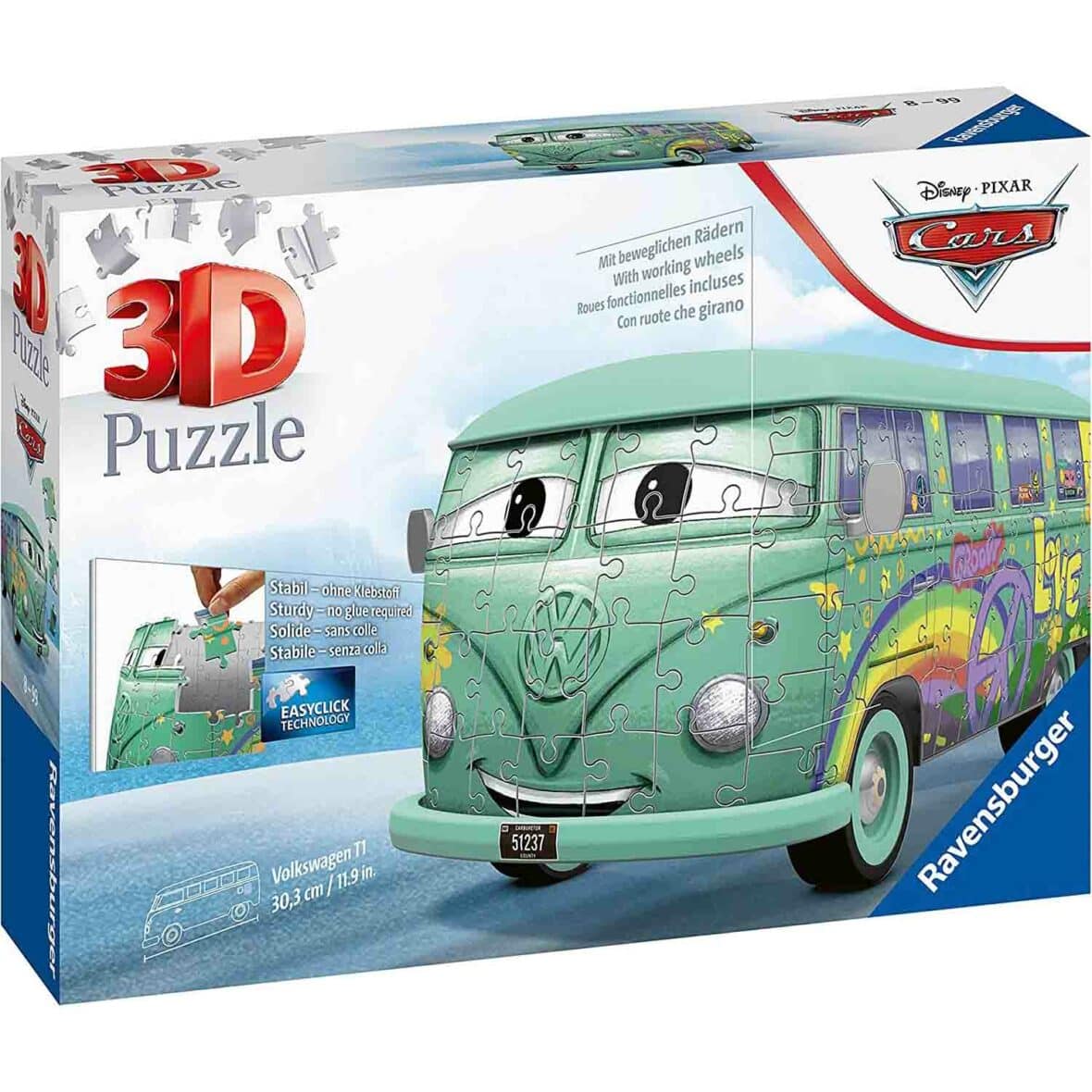 Puzzle 3D Volkswagen T1, Ravensburger, 162 Piese, 8 ani + cutie