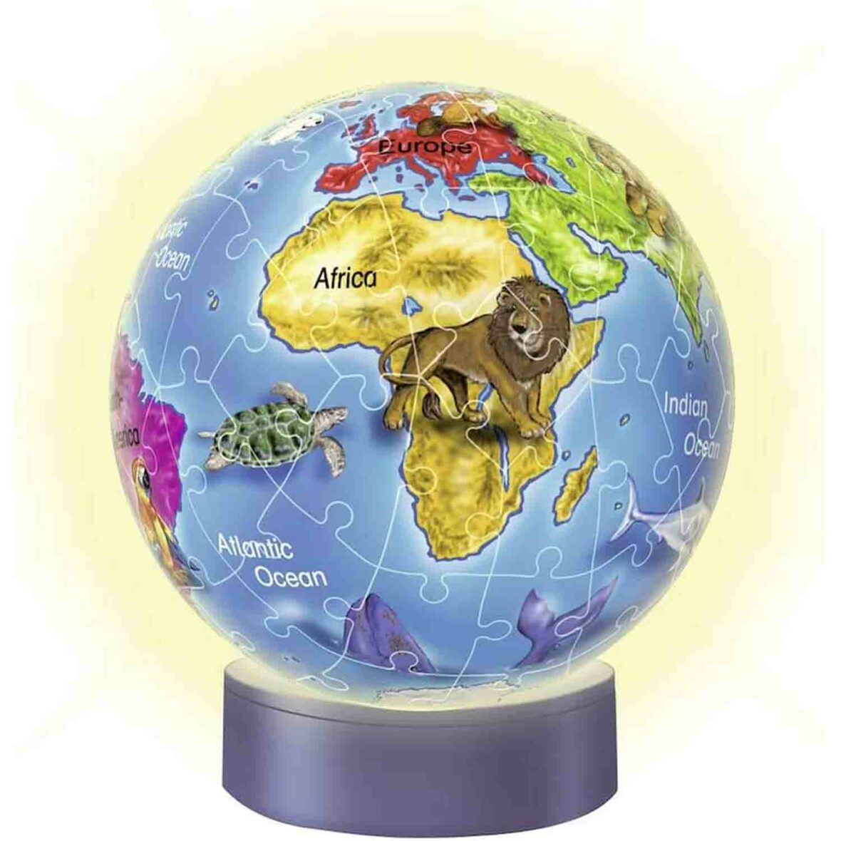 Puzzle 3D copii, Luminos, Glob Pamantesc, 72 Piese, 6 ani + model