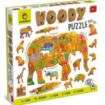 Puzzle din lemn, Animale din Savana, Woody, Ludattica, 4 ani+