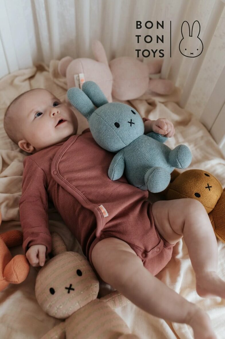 Jucărie de Pluș, Miffy Iepuraș în șezut, Bleu Marin, Bon Ton Toys bebelus