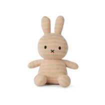 Jucărie de Pluș, Miffy Iepuraș în șezut, roz pudră cu dungi aurii, Bon Ton Toys