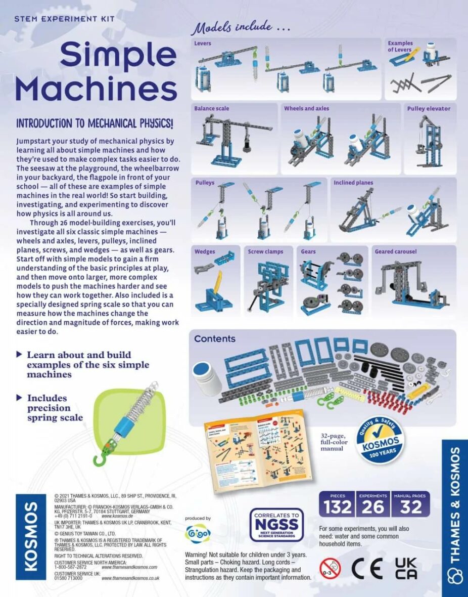 Set STEM de construit, Inginerie mecanica, Kosmos cutie verso