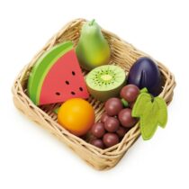 Jucarii de lemn, Cos cu fructe, Fruity Basket, 6 piese
