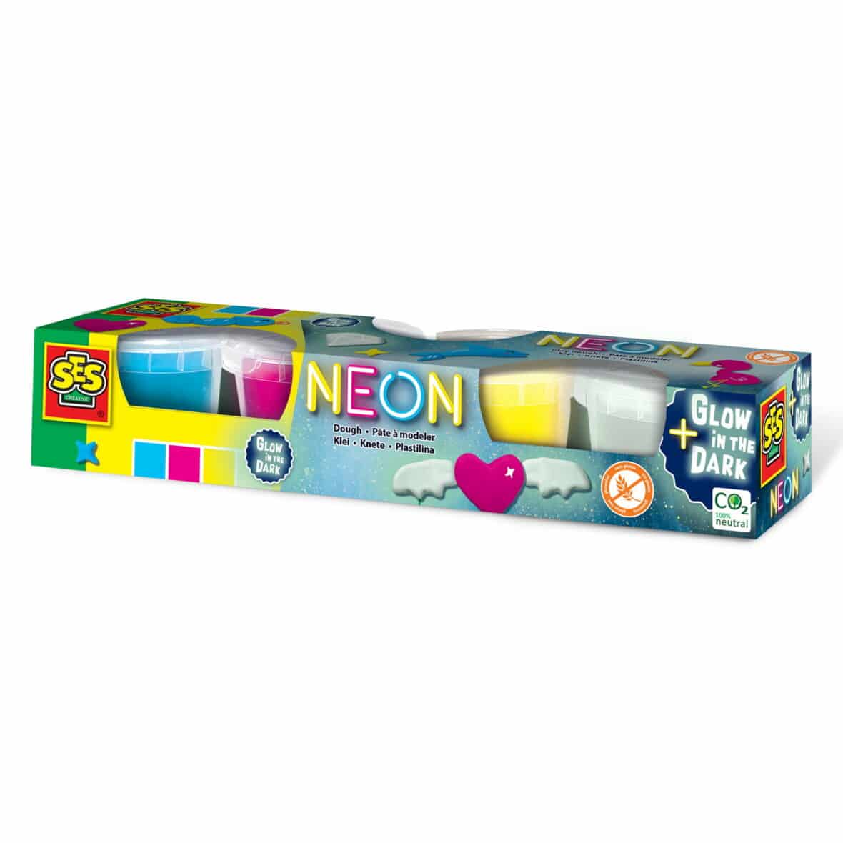 Plastilina neon si fotoluminescenta, (glow in the dark) – 4 x 90 gr