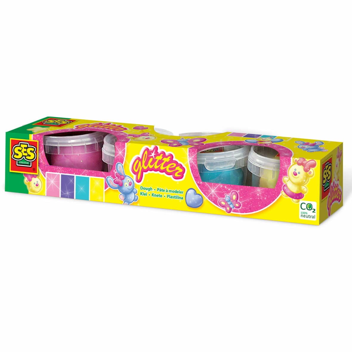 Plastilina cu glitter, 4 x 90 gr