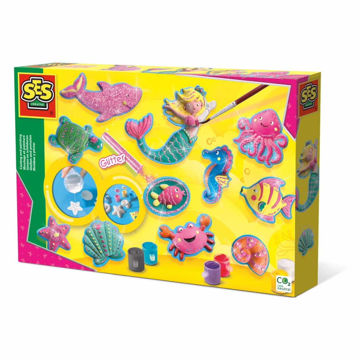 Set creativ, mulaj si pictura, Figurine marine, SES Creative
