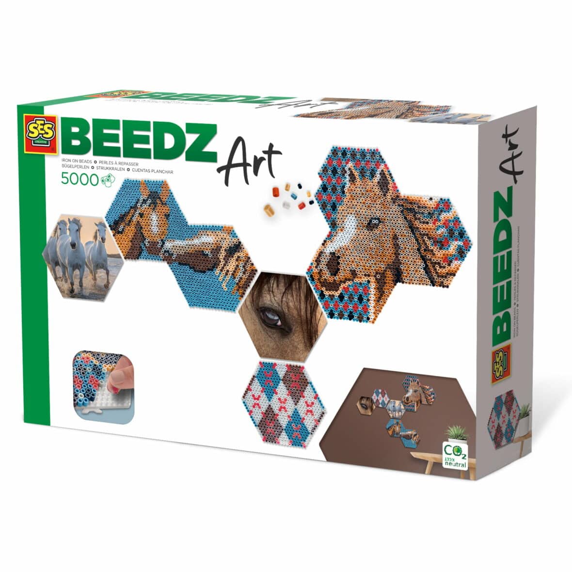 Set mărgele de călcat Beedz Art – Cai cu plăci hexagonale