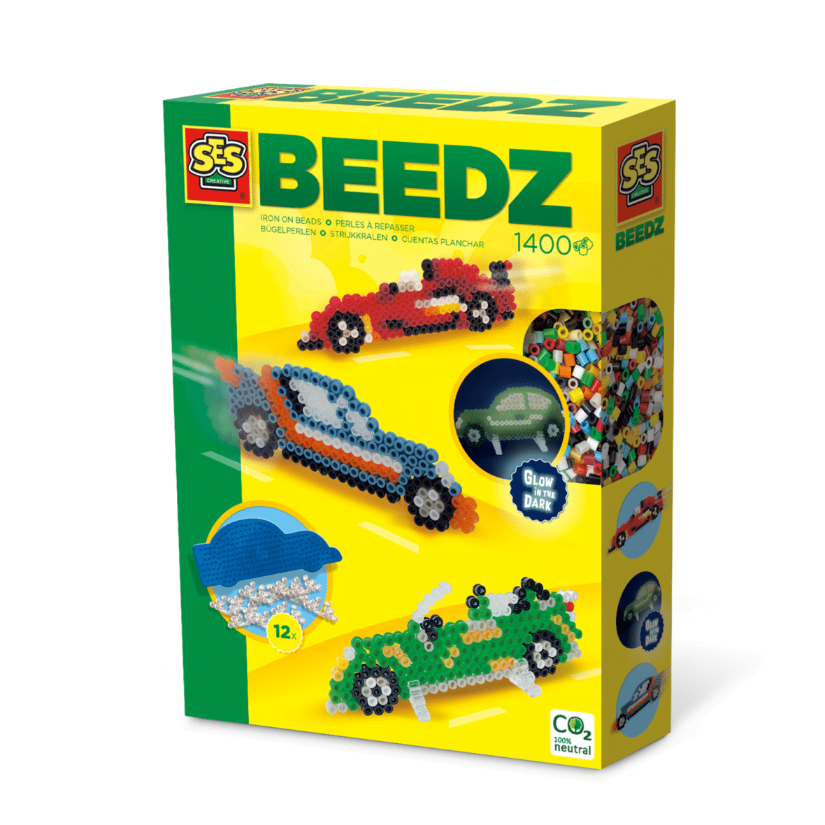 Set creativ Beedz – Mărgele de călcat Masina Glow in the Dark