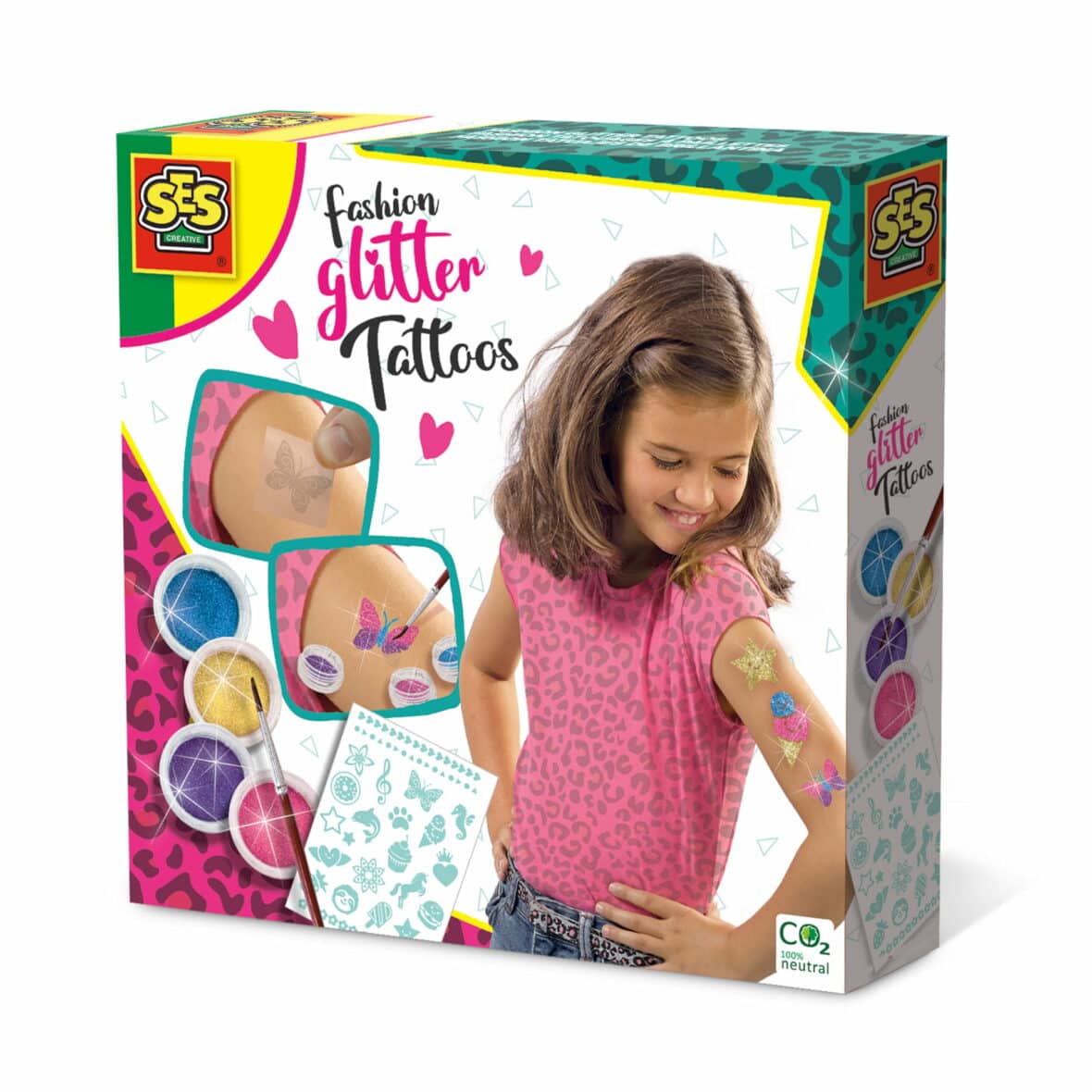 Set de tatuaje pentru copii, personalizare in culori cu sclipici