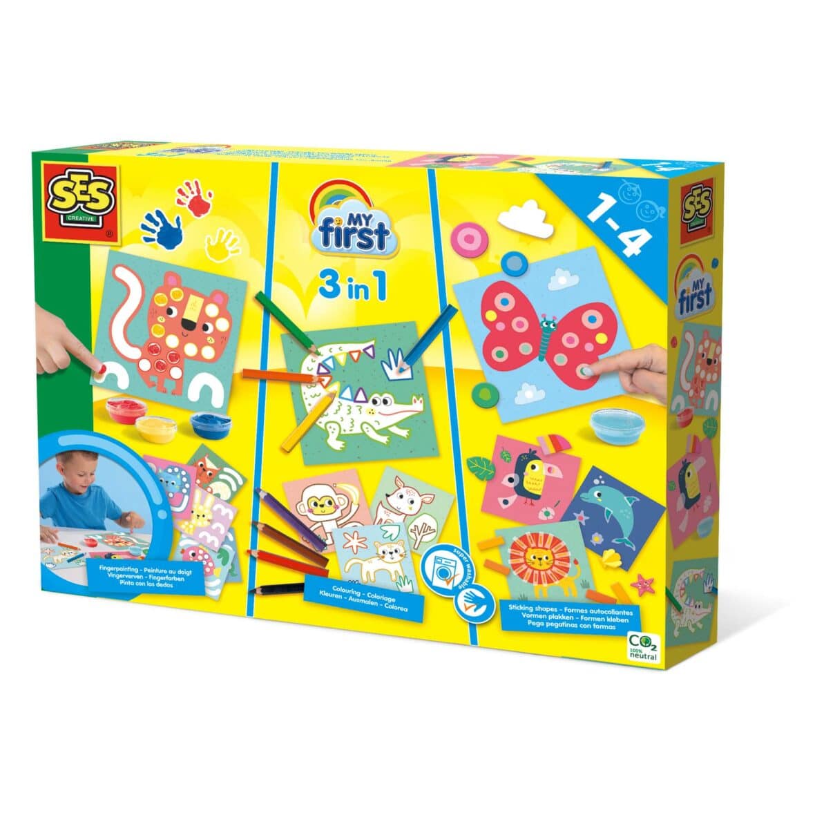 My first – Set pictura cu degete, colorare si lipirea formelor 3 in 1
