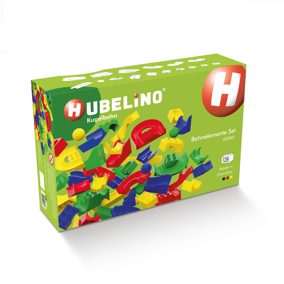 Traseu cu bile Marble Run, Set elemente de rulare -128 piese, Hubelino