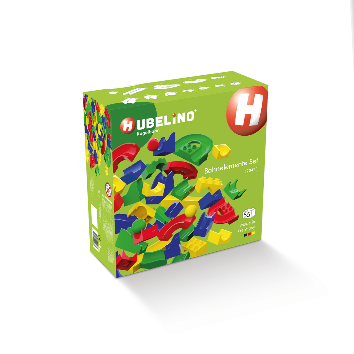 Traseu cu bile, Marble Run, Set elemente de rulare – 55 piese, Hubelino