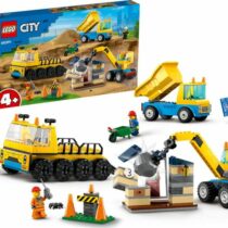 Camioane de constructie si macara cu bila pentru demolari, LEGO City, 60391
