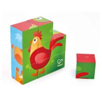 Puzzle din lemn cuburi, Animale de la ferma