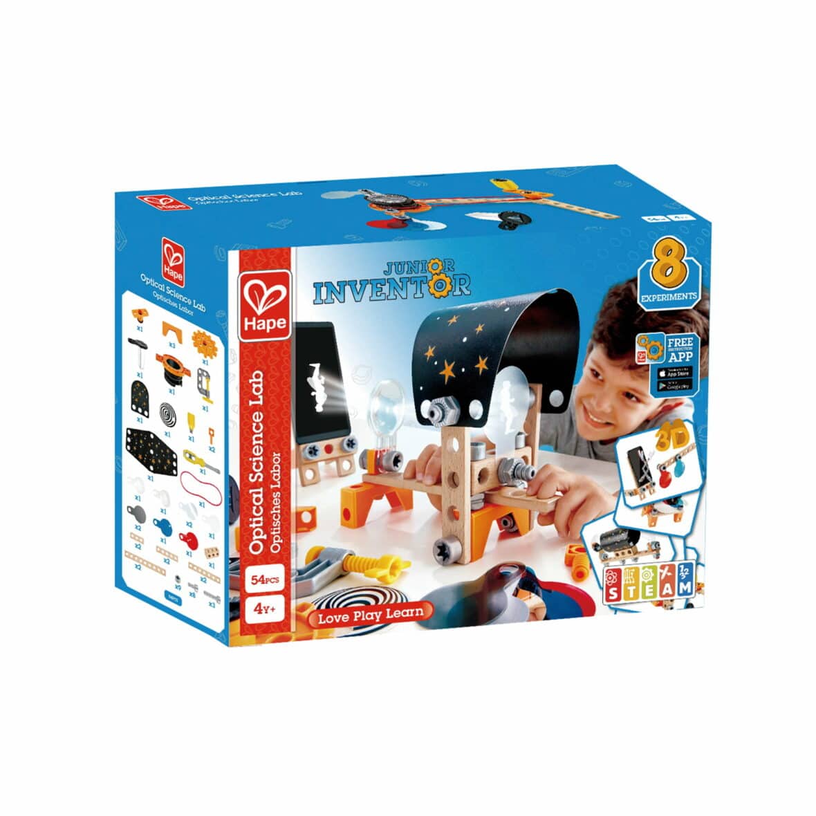 Jucarie STEM, Laborator de Stiinta Optica, 8 experimente, Hape