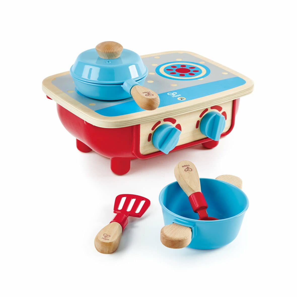 Plita cu ustensile de bucatarie copii, din lemn, Hape