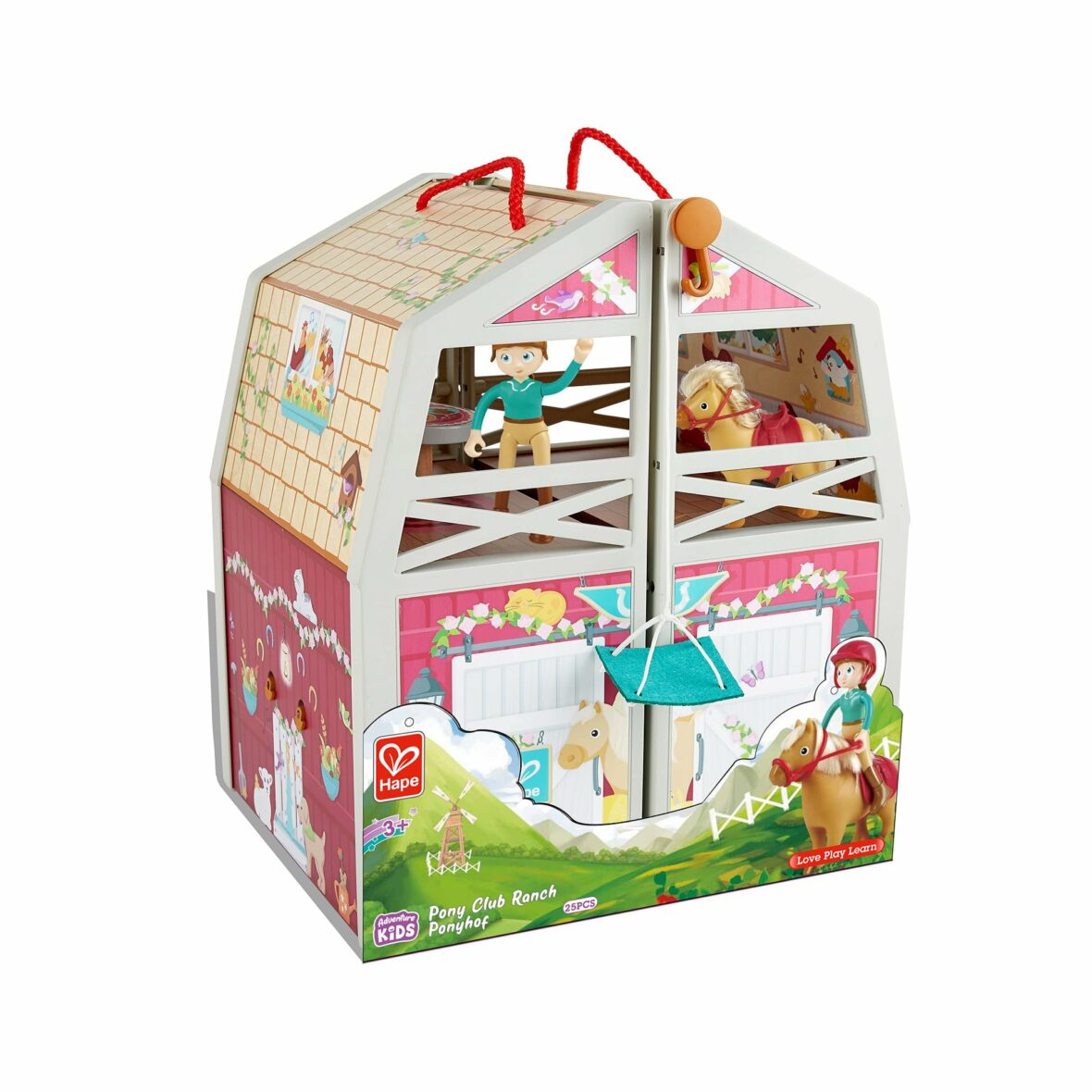 Casuta de papusi, Ferma cu ponei, 25 piese, Hape