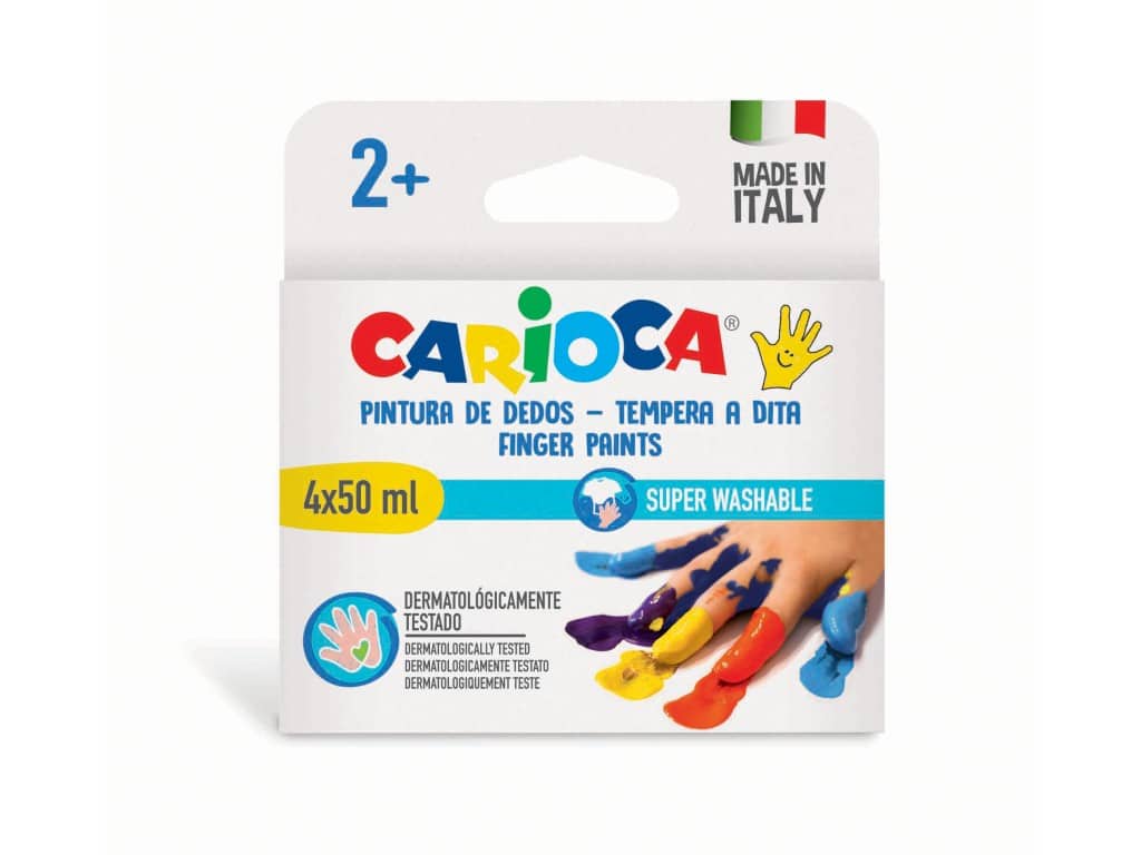Acuarele de pictat cu degete, Finger Paint Carioca 4×50 ml
