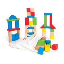 Cuburi din lemn de construit colorate, (50 piese)