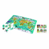 Puzzle pentru copii 2 in 1, In jurul lumii (100 piese)