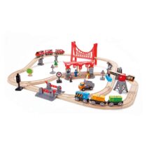 Set de trenulete din lemn urbane, 51 piese, Hape
