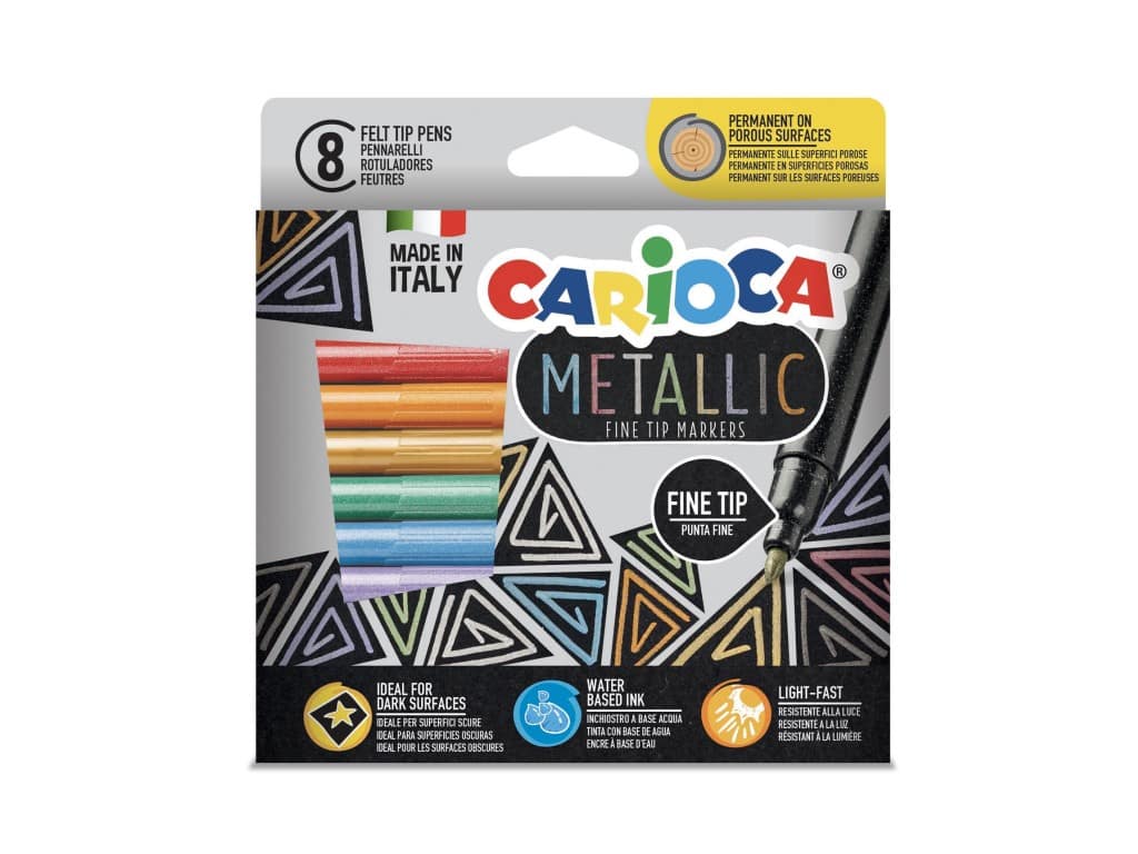 Set Carioci, Fineliner Metallic, 8 buc, Carioca