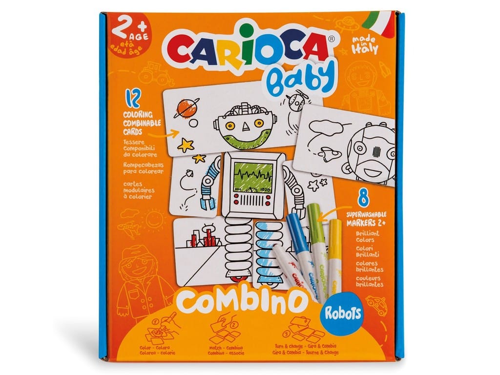 Set creativ de colorat, Carioca Baby 2+, Robots